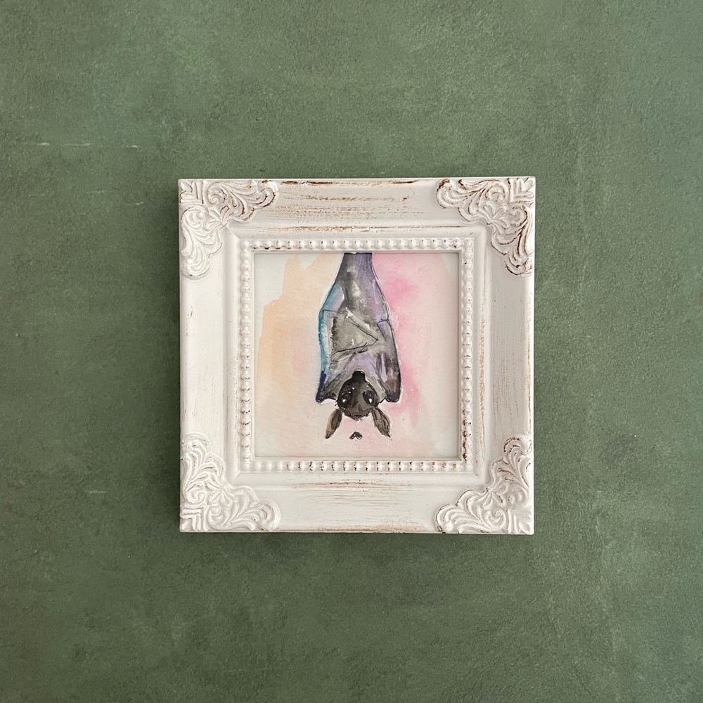 Framed Bat Watercolor